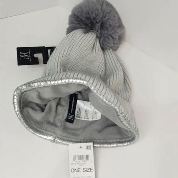inc International Concepts Silver Metallic Beanie One Size-NWT - Picture 5 of 7